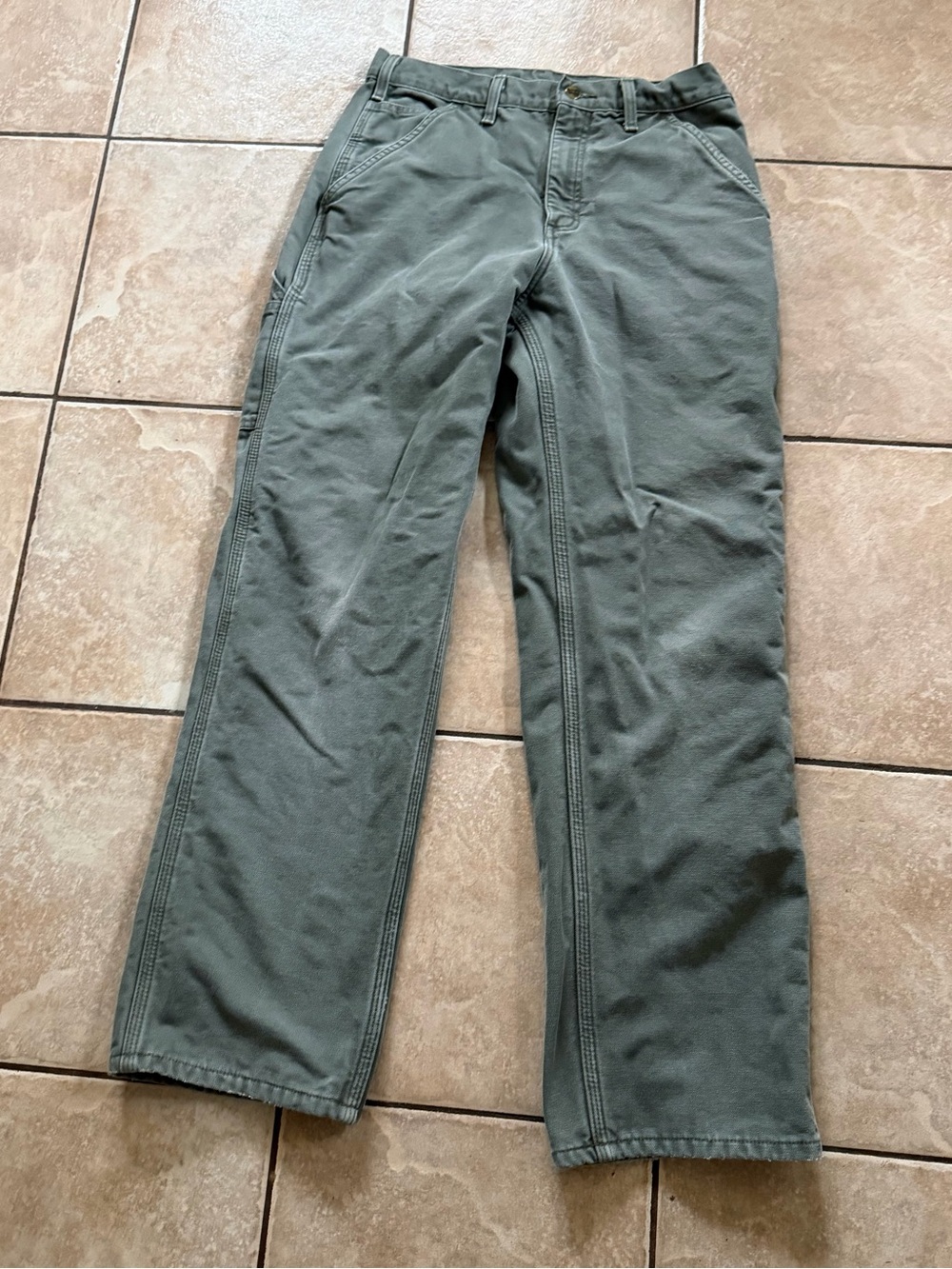 Carhartt B111 mos Flannel Lined Loose Fit Carpenter Pants Black 31x32
